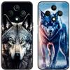 SEHEYA 2 Pezzi Cover per Oppo Reno 12 F 5G / Reno 12 FS 5G Custodia con Disegni Aesthetic Animali Sottile Morbido Silicone TPU AntiGraffio Case Nero Opaco Motivo Cellulare Caso, Lupo Occhi Verdi Nero