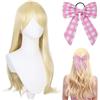 Augesak Parrucca Principessa Donna Ragazze Parrucca Bionda Barbie Costume Donna Parrucca Principessa Barbie Accessorio per Capelli Fiocco Costume Accessori per Carnevale Donne Cosplay Festa
