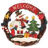 COM-FOUR® Ghirlanda di Natale intrecciata - Ghirlanda per porta WELCOME di legno - Decorazione natalizia da appendere - ca. Ø 24 cm (Pupazzo di neve - M)