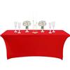 COSORO Tovaglia Plastica Rettangolare 4FT Rosso,Tovaglia Antimacchia Impermeabile Estensibile Spandex,Tovaglie per Festa Copritavolo Decorazione Desktop Cena per Festa di Eventi Matrimonio Festa