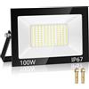 Kakashome 100W Faretto LED da Esterno, Faro LED da Esterno 10000LM 7000K Faretti LED, 144 Chips IP67 Impermeabile Super Luminoso Bianco Freddo Luce di Sicurezza per Giardino, Cortile, Terrazza, Patio
