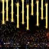 BrizLabs 240 LED 10 Tubi Meteor Luci Natale Esterno Stringa Luci Impermeabile IP44 per Natalizie Albero Giardino Festa Matrimonio Balcone Decorazione, Bianco Caldo