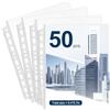 Ferizzia 50 Pezzi Trasparenti A5, 21 x 16 cm Fogli Trasparenti A5 per Raccoglitore con Buchi, Maniche Fotografiche Trasparente in Plastica, per Protezione di Cartoline, Foto, Carte, Documenti
