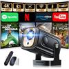 Nonete videoProiettore Portatile Mini Proiettore 1080P WiFi6 Supporta BT5.2, Proiettore video, Proiettore Correzione Trapezoidale per PC -Black
