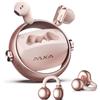 PAXA 2-in-1 Open Ear Cuffie Bluetooth, Clip Open-Ear Cuffie Wireless Sport Bluetooth 6.0 0 Ritardo, 140H Autonomia, Riconoscimento L/R, Riduzione Rumore per Lavoro/Sport/Quotidiano, Ctbuds Rosa Oro