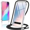 Coiwxmoi Cover per Samsung Galaxy S10 5G con Cordino 6,7,Trasparente Custodia con Laccio Tracolla Corda Catena Cinghia,Ultra Morbido Silicone TPU Antiurto Case per Samsung S10 5G, Nero