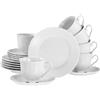 CreaTable, 12618 Serie Rococò Bianco - Set di stoviglie da 18 pezzi per 6 persone, servizio da caffè in porcellana, lavabile in lavastoviglie e microonde, Made in Europe