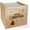 Feel Green - WE CREATE NATURE Confezione regalo con incisione Merry Christmas - Confezione regalo in legno di ontano con coperchio scorrevole, 11 x 11 x 9,5 cm, senza plastica e qualità UE