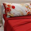 PETTI Artigiani Italiani - Lenzuola in Cotone con Federe in Stampa Digitale, Una Piazza e Mezza Francese, Completo Lenzuolo Sopra e Sotto con Angoli, Floreale 06 2 Rosso, 100% Made in Italy