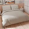 PETTI Artigiani Italiani - Set Copripiumino Matrimoniale 260x240 cm (2 Federe 50x80 cm Incluse), Parure Copripiumino Morbida Microfibra Tinta Unita Grigio Chiaro