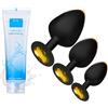 OPEIXSAYKOC Plug anale # per donne e uomini, set di plug anali con lubrificante, plug anali in silicone, grandi, medi e piccoli, per principianti, donne, uomini e coppie