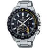 Casio Orologio Solare Uomo, misura cassa 44.00mm con quadrante Nero Analogico e cinturino Argento in Cinturino in metallo EFS-S550DB-1AVUEF