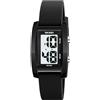 Gosasa Orologio digitale unisex alla moda, con numeri grandi, quadrante rettangolare, impermeabile, cinturino in silicone a LED, nero, Casual
