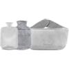 Behiruch Borsa Acqua Calda 3 In 1, 1.2 L borsa Dell'acqua Calda in Gomma con Peluche Morbida Copertura in Vita, Boule Acqua Calda per Collo e Spalle, Schiena, Gambe, Vita Calda (Grigio)