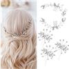 XFSRG 4 Pezzi Accessorio per Capelli da Sposa Pettini per Capelli da Sposa e Forcine a U con Strass Perla Nuziale Decorativo Cerchietto Festa di Nozze per Donne e Ragazze (Argento)