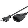 goobay 64616 - Cavo di prolunga universale per TV, PC, elettrodomestici, cavo di alimentazione, spina piatta, max. 2,5 A/nero, 2 metri