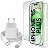 Phonix 4in1 Caricatore per iPhone 15 Plus 20W Rapido USB-C + Cavo Type C + Cover Trasparente + Vetro Temperato Proteggi Schermo - PHONIX Italia Starter Kit