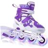 ERNAN Pattini in linea regolabili per bambini,Pattini in linea, pattini in linea per bambini con ruote illuminate, Per ragazze e ragazzi, per uso interno ed esterno (Purple, S)