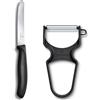 Victorinox Swiss Classic Set di Coltelli da Cucina con Pelaverdure, 2 Pezzi, per Verdura, Lama Affilato, Acciaio Inox, Lavabile in Lavastoviglie, Nero