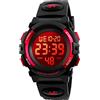 Dayllon Orologio digitale per bambini Sport all'aperto 50 m impermeabile Orologio elettronico Allarme 12/24 h Cronometro Calendario Ragazzo Ragazza Orologio analogico,Nero Rosso X