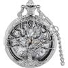 Tiong Orologio da tasca con albero della vita, numeri romani e arabi, orologio da tasca al quarzo con ciondolo a catena, per uomini e donne, 48-argento, Classico