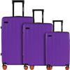 ETERNITIVE - Set di 3 Valigie Rigide in ABS | Trolley Bagaglio a mano con Lucchetto TSA | Valigie da viaggio con 4 Doppie Ruote Girevoli a 360° | Bagaglio a mano 37L, Madio 60L, Grande 90L | Viola