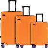 ETERNITIVE - Set di 3 Valigie Rigide in ABS | Trolley Bagaglio a mano con Lucchetto TSA | Valigie da viaggio con 4 Doppie Ruote Girevoli a 360° | Bagaglio a mano 37L, Madio 60L, Grande 90L | Arancione