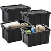 Iris Ohyama, Scatole Pieghevoli, 21L, Set di 4, Nero, Compact, Solido, Impilabile, Per Garage, Scaffali, Scatola Organizer, Plastica, Contenitore, DDSKT-210