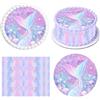 Znnhnn Decorazioni per Torte a Forma di Sirena,1 Topper per Torte Sirena,4 Nastro per commestibile 24cm x 5cm,Disco in Ostia Commestibile,Cialda Tonda,Della Compleanno Festa a Tema,per ragazze (Viola)