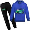 Delanhon Tuta con cappuccio e pantaloni da jogging per bambino 6-13 anni, Blu, 6-7 Years