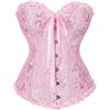 Springcmy Corsetto da donna taglie forti con ossatura, bustino modellante con pizzo floreale, con volant in vita, push up, A-rosa, L