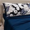 PETTI Artigiani Italiani - Lenzuola in Cotone con Federe in Stampa Digitale, Una Piazza e Mezza Francese, Completo Lenzuolo Sopra e Sotto con Angoli, Mariposa 03 Blu Notte, 100% Made in Italy