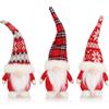 com-four® 3x Gnomi natalizi Premium - Decorazioni natalizie - Troll decorativi scandinavi - Figure nane invernali - Oggetti decorativi - Gnomo svedese con barba (3x - grigio/rosso/bianco - 24 cm)
