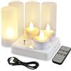 EuroFone Candele tealight LED con telecomando Warm stazione di ricarica Holder Candela ricaricabile Bianco (RWM 4)