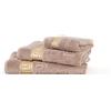 Arle-Living Luxury Medusa - Telo doccia 70 x 140 cm, in spugna a pelo lungo, con stampa piatta Medusa e bordo dorato (sahara/beige/marrone chiaro, 70 x 140 cm)