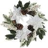 COM-FOUR® Ghirlanda per porta di Natale - Ghirlanda dell'Avvento con fiori grandi e glitter - Ghirlanda decorativa autunnale - Decorazione natalizia - Ghirlanda da tavola - Ghirlanda natalizia