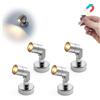 Suzeyar Miniatura LED in metallo, piccola luce spot con base magnetica, luci LED a batteria, mini faretto wireless per opere d'arte, pittura, vetrine di gioielli, artigianato fai da te (bianco caldo)
