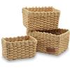Morgan&Co. Set di 2 Ceste Intrecciate con Coperchio, Cestini Portaoggetti Salvaspazio con Tessuto Interno, Cestino Organizer, Cesta Grande 37x27x21 cm, Cesta Piccola 28x21x16 cm