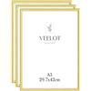 Veelot® 3x Cornice Foto DIN A3 29,7x42cm,Alluminio,dorato,Cornice 30x42 Grande per Foto,Disegni per Bambini,Diplomi e Poster,Camera da Letto e Casa,Solo per Espositore a Parete