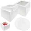 lyualma 2 Pezzi Scatole per Torte con Piatto per Cake con Finestra Trasparente Scatola di Cartone Bianca per Decorare Torte e Trasporto Cake