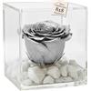 Premium-rose.com PREMIUMROSE - Cubo Rosa Stabilizzata 8 cm con Base Microbolle - Rosa Eterna Stabilizzata Made in Italy - Idea per Nozze d'Argento e Celebrazioni Raffinate - Argento A 1086