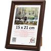 3-B Cornice portafoto Mori - marrone scuro (noce con venature ottiche del legno) - 15 x 21 cm (A5) - Cornice in legno, cornice per foto, cornice per documenti con vetro acrilico