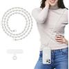MoKo Laccio Universale per Telefono, Catena di Perle Anti-Furto Rimovibile per Donne, Cinghia per Cellulare da Indossare al Collo con Toppe per iPhone e Smartphone, B-Bianco