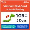 TSIM SIM Vietnam Dati | 5 Giorni 1GB/giorno | Attivazione Automatica | Velocità 5G + Hotspot | Nessun Numero di Telefono | Piano Ricaricabile tramite App InstaSIM