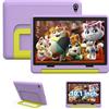 Vekoy Tablet Bambini 10 Pollici Android 15 Octa-Core 20 GB RAM 64 GB ROM (TF 1TB) WiFi 6 Tablets Controllo Parentale 1280x800 Doppia Fotocamera 5MP+8MP 5000 mAh Custodia Protettiva 3 Adesivi DIY (Viola)