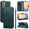 Bravoday Cover per Samsung Galaxy A25 5G, Custodia in PU Pelle Portafoglio Flip Schede con Slot per Carte, Magnetica Antiurto Cover per Galaxy A25 5G, Verde Scuro