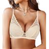 Avidlove Reggiseno Push-up da Donna con Scollo a V Sexy in Pizzo Non Imbottito Bustier Morbido e Confortevole Nero Taglia M