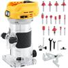 cupeohome Strumento per router a mano senza fili compatibile con batteria Dewalt da 20 V, 6 velocità 800 W, 30000 giri/min, senza spazzole, con 15 punte per router da 1/4 per lavorazione del legno, scanalatura