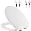 Hibbent Sedile WC rotondo di alta qualità con coperchio (ovale) chiusura silenziosa, un clic per sgancio rapido, facile installazione, paraurti antiscivolo, sedile e coperchio per WC a chiusura lenta