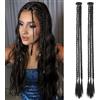 Generic extension capelli clip estensioni della treccia con clip dei capelli 22 pollici naturale nero sintetico lungo pezzo di capelli intrecciato 2 pcs